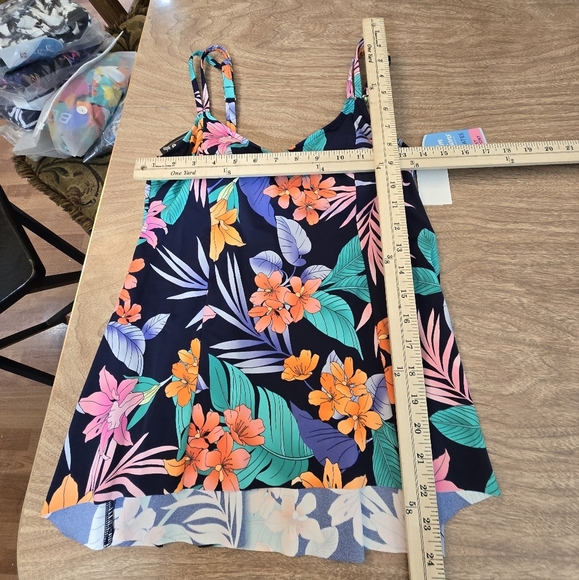 $5 ADD TO BUNDLE Swim Solutions Womens Floral Tankini Top Multicolor 8 BIN X - Picture 9 of 14